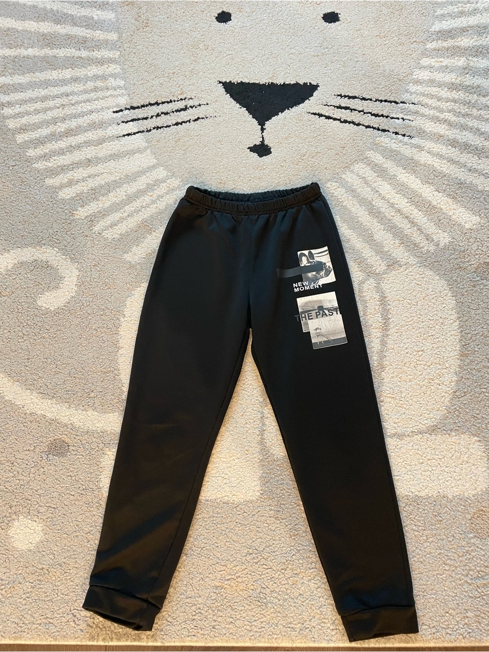 Black Kids Jogger Pants with Graphic Patch